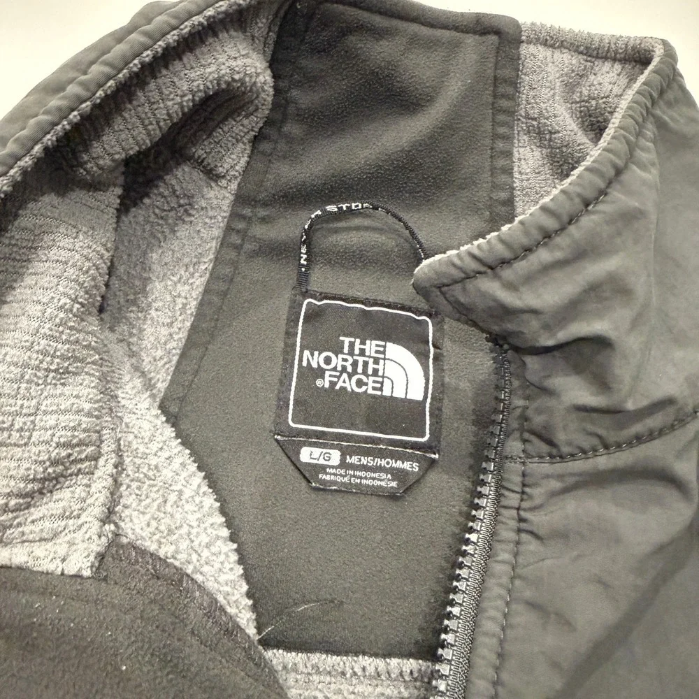 The North Face Denali 2 Waffle Grid Gray Black Polyester Fleece Jacket Mens L